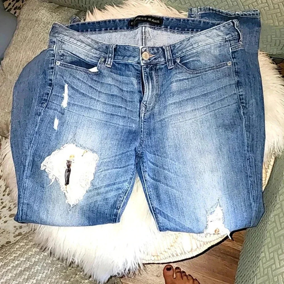 EXPRESS Vintage Patch Ankle Boyfriend Mid Rise - Picture 1 of 9